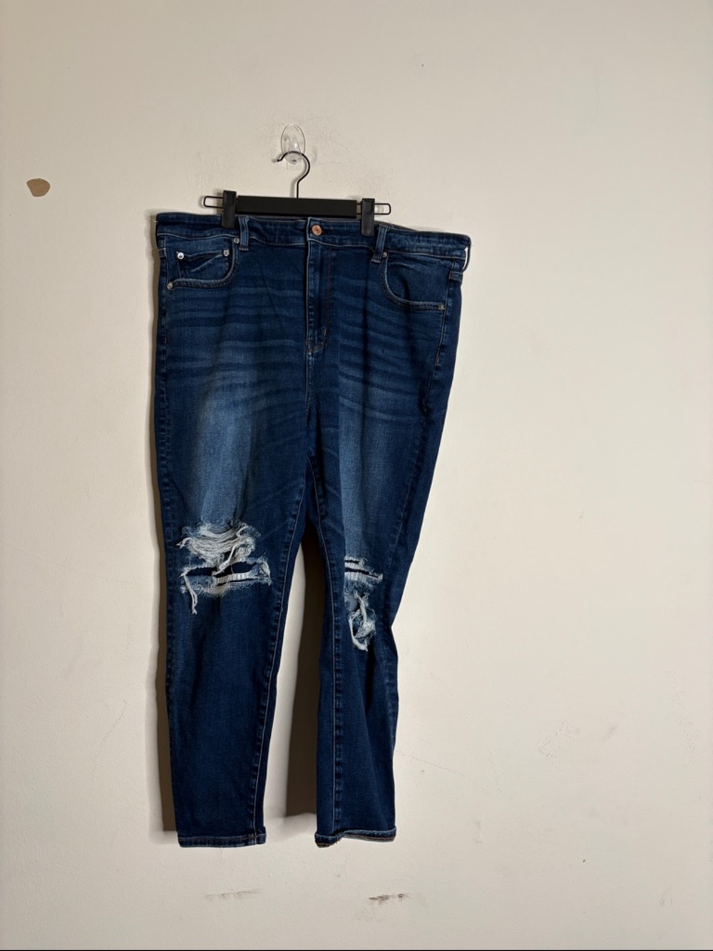 American Eagle Outfitters Dark Blue Distressed Skinny Jeans